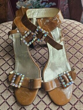 Dolce & Gabbana / Elle Woods / Legally Blonde -  Brown Crystal Buckle Sandals